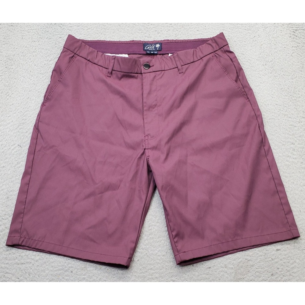 Golf Surf‎ & Swim Shorts Mens 34 Purple Outdoor Summer Slash Pocket Belt Loop